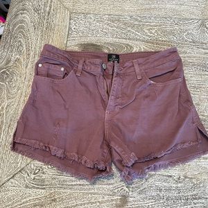 Maroon denim shorts